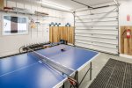Heated garage with ski/board storage, ping pong table, snow shoes too
